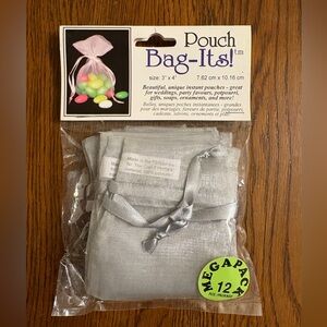 Favor Pouches, silver, 3” x 4”, new